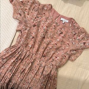 Hayden Floral Midi Dress in Pink and Red